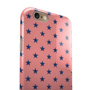 Navy Stars Over Coral Pattern iPhone 6/6s or 6/6s Plus 2-Piece Hybrid INK-Fuzed Case