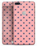 Navy Stars Over Coral Pattern - Skin-kit for the iPhone 8 or 8 Plus