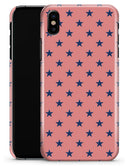 Navy Stars Over Coral Pattern - iPhone X Clipit Case