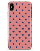 Navy Stars Over Coral Pattern - iPhone X Clipit Case