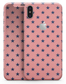 Navy Stars Over Coral Pattern - iPhone X Skin-Kit