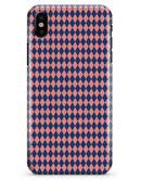 Navy and Coral Checkerboard Pattern - iPhone X Clipit Case