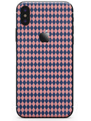 Navy and Coral Checkerboard Pattern - iPhone X Skin-Kit