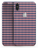 Navy and Coral Checkerboard Pattern - iPhone X Skin-Kit