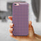 Navy and Coral Houndstooth Pattern iPhone 6/6s or 6/6s Plus 2-Piece Hybrid INK-Fuzed Case