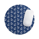 Navy and White Micro Anchors// WaterProof Rubber Foam Backed Anti-Slip Mouse Pad for Home Work Office or Gaming Computer Desk