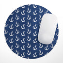 Navy and White Micro Anchors// WaterProof Rubber Foam Backed Anti-Slip Mouse Pad for Home Work Office or Gaming Computer Desk