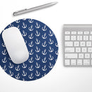 Navy and White Micro Anchors// WaterProof Rubber Foam Backed Anti-Slip Mouse Pad for Home Work Office or Gaming Computer Desk