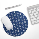 Navy and White Micro Anchors// WaterProof Rubber Foam Backed Anti-Slip Mouse Pad for Home Work Office or Gaming Computer Desk