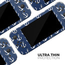 Navy and White Micro Anchors // Skin Decal Wrap Kit for Nintendo Switch Console & Dock, Joy-Cons, Pro Controller, Lite, 3DS XL, 2DS XL, DSi, or Wii - Vinyl Skin Wrap for Nintendo Switch 2, OLED, Lite, Pro Controller, Wii & Classic Handhelds