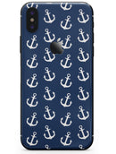 Navy and White Micro Anchors - iPhone X Skin-Kit