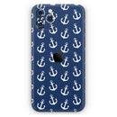 Navy and White Micro Anchors - Protective Skin Wrap & Decal – Compatible with iPhone SE to iPhone 17 Pro Max (All Models)