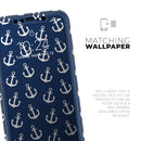 Navy and White Micro Anchors - Protective Skin Wrap & Decal – Compatible with iPhone SE to iPhone 17 Pro Max (All Models)