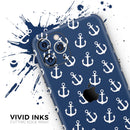 Navy and White Micro Anchors - Protective Skin Wrap & Decal – Compatible with iPhone SE to iPhone 17 Pro Max (All Models)