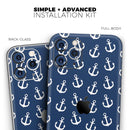 Navy and White Micro Anchors - Protective Skin Wrap & Decal – Compatible with iPhone SE to iPhone 17 Pro Max (All Models)