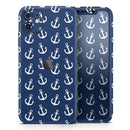 Navy and White Micro Anchors - Protective Skin Wrap & Decal – Compatible with iPhone SE to iPhone 17 Pro Max (All Models)