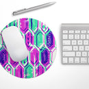 Neon Blurry Hexagons// WaterProof Rubber Foam Backed Anti-Slip Mouse Pad for Home Work Office or Gaming Computer Desk