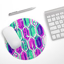 Neon Blurry Hexagons// WaterProof Rubber Foam Backed Anti-Slip Mouse Pad for Home Work Office or Gaming Computer Desk