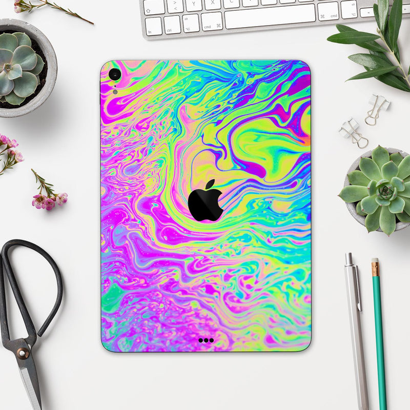 Neon Color Fushion with Black splatters - Full Body Skin Decal for the Apple iPad Pro 12.9", 11", 10.5", 9.7", Air or Mini (All Models Available)
