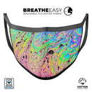 Neon Color Fushion with Black splatters - Made in USA Mouth Cover Unisex Anti-Dust Cotton Blend Reusable & Washable Face Mask with Adjustable Sizing for Adult or Child