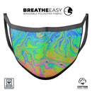 Neon Color Swirls - Made in USA Mouth Cover Unisex Anti-Dust Cotton Blend Reusable & Washable Face Mask with Adjustable Sizing for Adult or Child