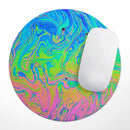 Neon Color Swirls// WaterProof Rubber Foam Backed Anti-Slip Mouse Pad for Home Work Office or Gaming Computer Desk