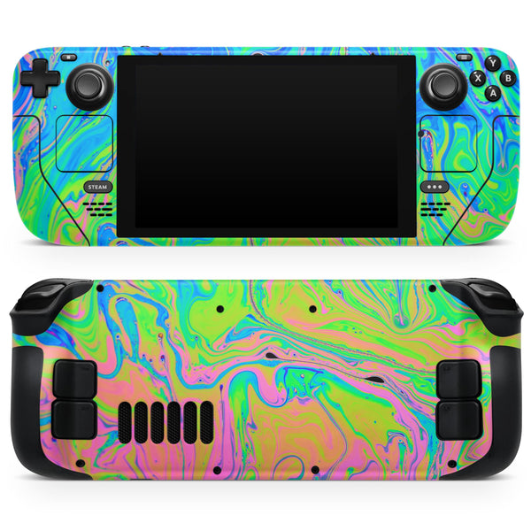 Neon Color Swirls // Full Body Skin Decal Wrap Kit for the Steam Deck handheld gaming computer