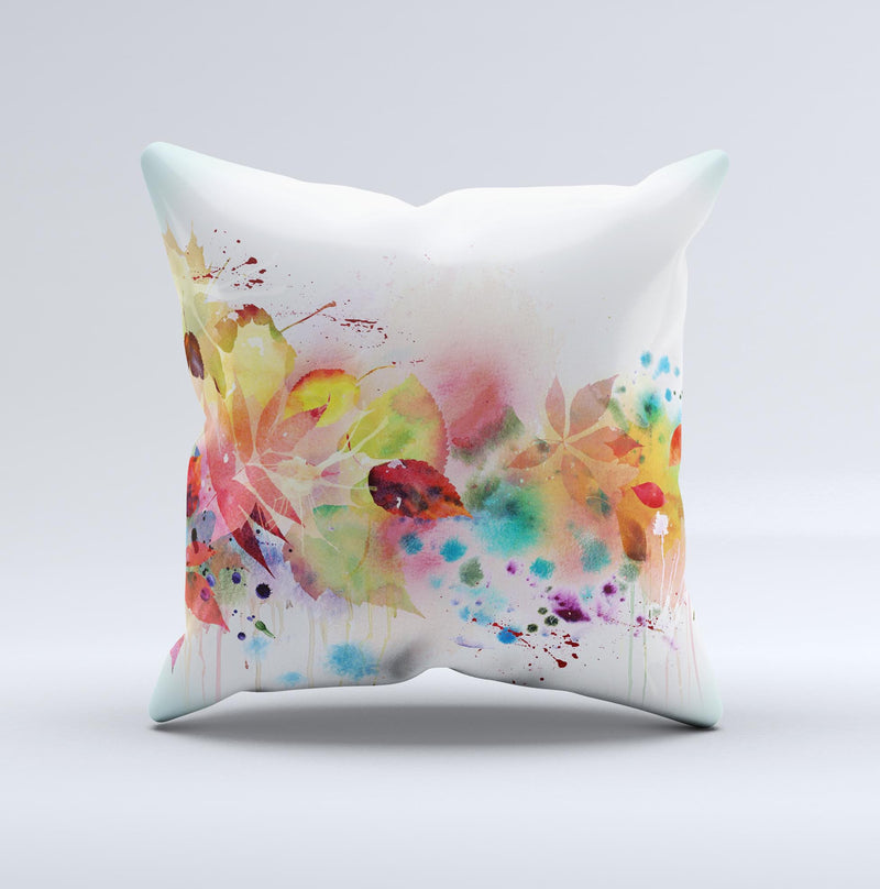 Neon Colored Watercolor Branch Ink-Fuzed Decorative Throw Pillow