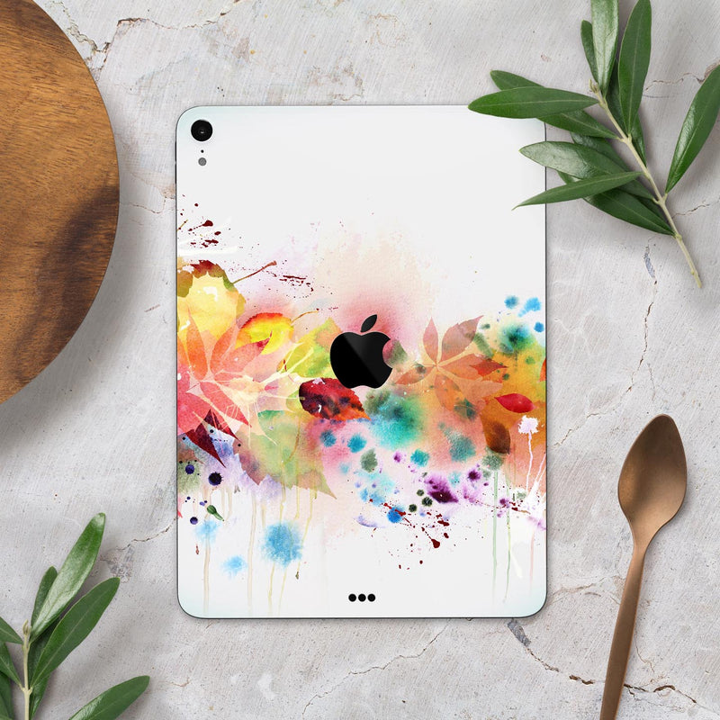 Neon Colored Watercolor Branch - Full Body Skin Decal for the Apple iPad Pro 12.9", 11", 10.5", 9.7", Air or Mini (All Models Available)