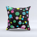 Neon Colorful Stringy Orbs ink-Fuzed Decorative Throw Pillow