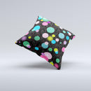 Neon Colorful Stringy Orbs ink-Fuzed Decorative Throw Pillow