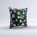 Neon Colorful Stringy Orbs ink-Fuzed Decorative Throw Pillow