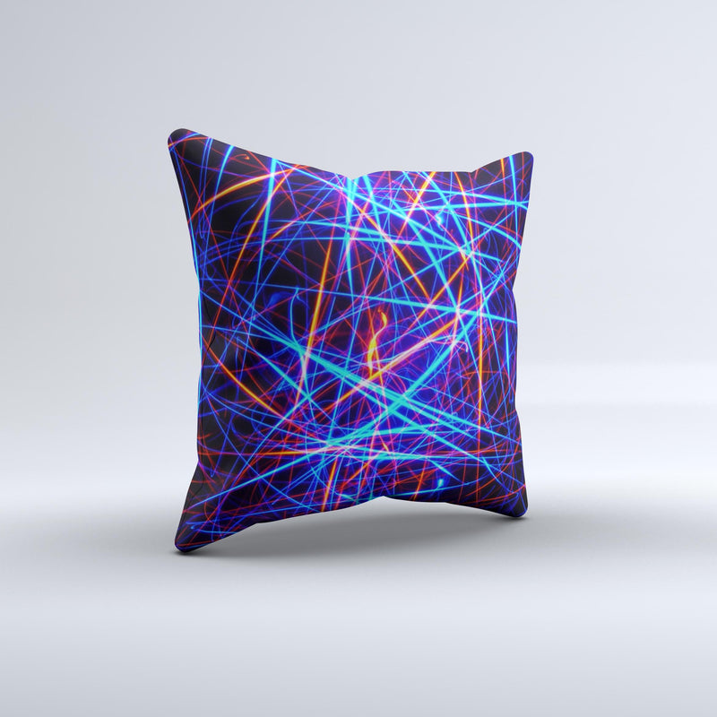 Neon Glowing Strobe Lights Ink-Fuzed Decorative Throw Pillow