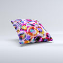 Neon Glowing Vibrant Cells Ink-Fuzed Decorative Throw Pillow