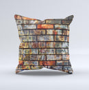 Neon Graffiti Brick Wall ink-Fuzed Decorative Throw Pillow
