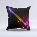 Neon Light Guitar ink-Fuzed Decorative Throw Pillow