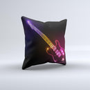 Neon Light Guitar ink-Fuzed Decorative Throw Pillow