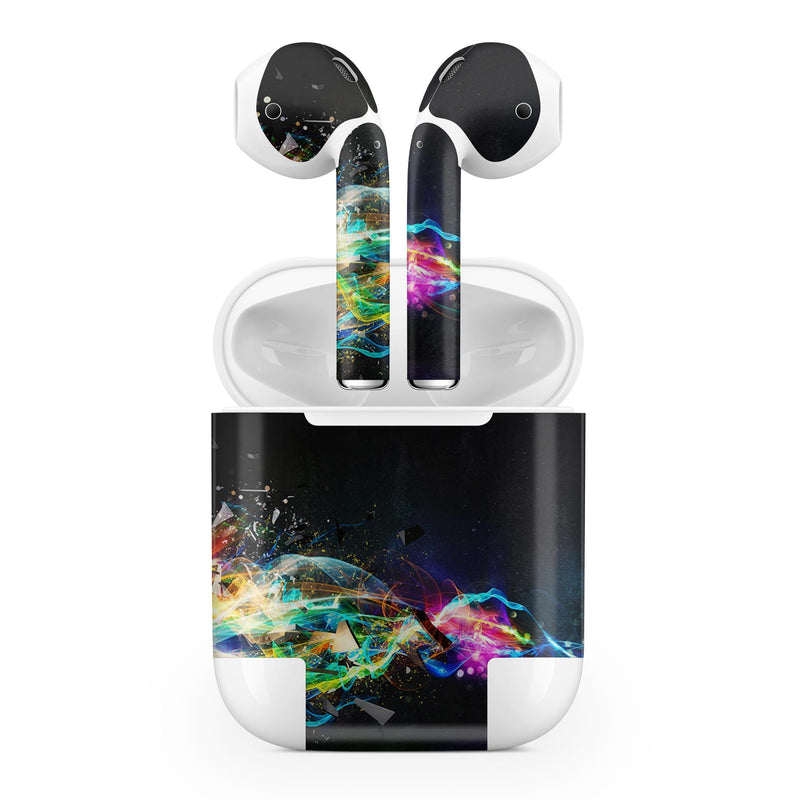 Neon Motion Lights - Full Body Skin Decal Wrap Kit for the Wireless Bluetooth Apple Airpods Pro, AirPods Gen 1 or Gen 2 with Wireless Charging