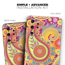 Neon Orange Paisley Pattern - Skin-Kit for the Samsung Galaxy S-Series S20, S20 Plus, S20 Ultra , S10 & others (All Galaxy Devices Available)