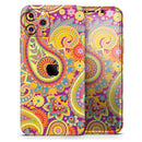Neon Orange Paisley Pattern - Protective Skin Wrap & Decal – Compatible with iPhone SE to iPhone 17 Pro Max (All Models)