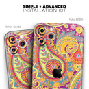 Neon Orange Paisley Pattern - Protective Skin Wrap & Decal – Compatible with iPhone SE to iPhone 17 Pro Max (All Models)