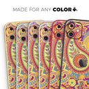 Neon Orange Paisley Pattern - Protective Skin Wrap & Decal – Compatible with iPhone SE to iPhone 17 Pro Max (All Models)