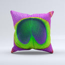 Neon Peacock Feather Ink-Fuzed Decorative Throw Pillow