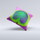 Neon Peacock Feather Ink-Fuzed Decorative Throw Pillow