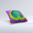 Neon Peacock Feather Ink-Fuzed Decorative Throw Pillow