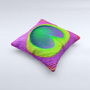 Neon Peacock Feather Ink-Fuzed Decorative Throw Pillow