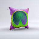 Neon Peacock Feather Ink-Fuzed Decorative Throw Pillow