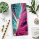 Neon Pink & Green Leaf - Premium Vinyl Skin Decal for Samsung Galaxy S25 Ultra, S24, S23, S22 & All Galaxy S Models