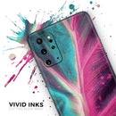 Neon Pink & Green Leaf - Premium Vinyl Skin Decal for Samsung Galaxy S25 Ultra, S24, S23, S22 & All Galaxy S Models