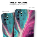 Neon Pink & Green Leaf - Premium Vinyl Skin Decal for Samsung Galaxy S25 Ultra, S24, S23, S22 & All Galaxy S Models